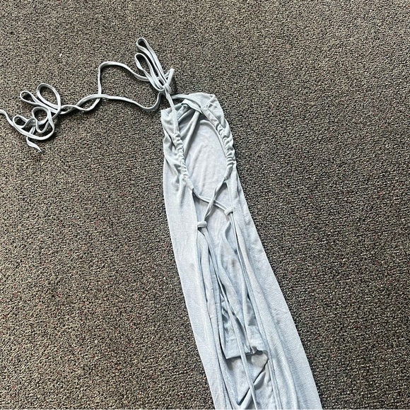 SHEIN Light Blue Bodycon Halter Neck
Spaghetti Strap Tie Low Back Shiny Dress M - Picture 11 of 16